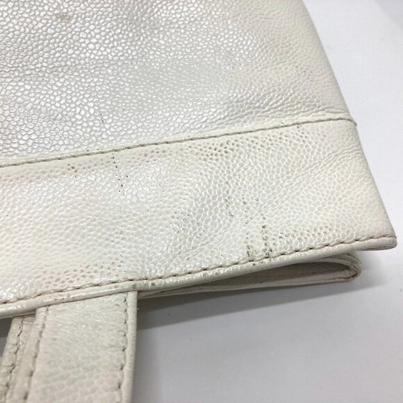 CHANEL Handbag Shoulder Travel Cabas Tote Bag Caviar Leather White - Picture 4 of 11